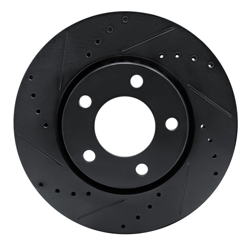 Chrysler Town & Country Brake Rotor (1) - Front Left - R1 Concepts - Drilled & Slotted - Black - `01-`07
